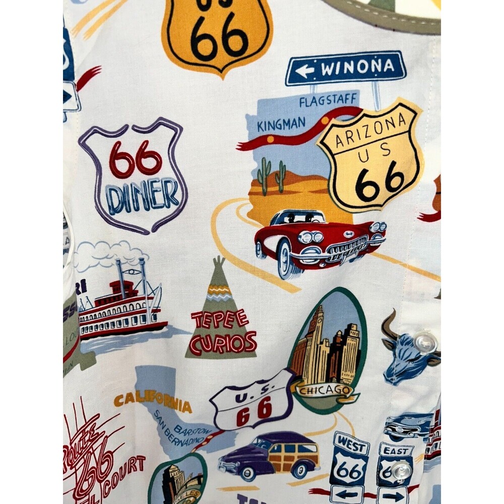 Women's Unbranded Vintage Route 66 Sleeveless Boxy Button Shirt With Hat Size XL - Picture 6 of 9